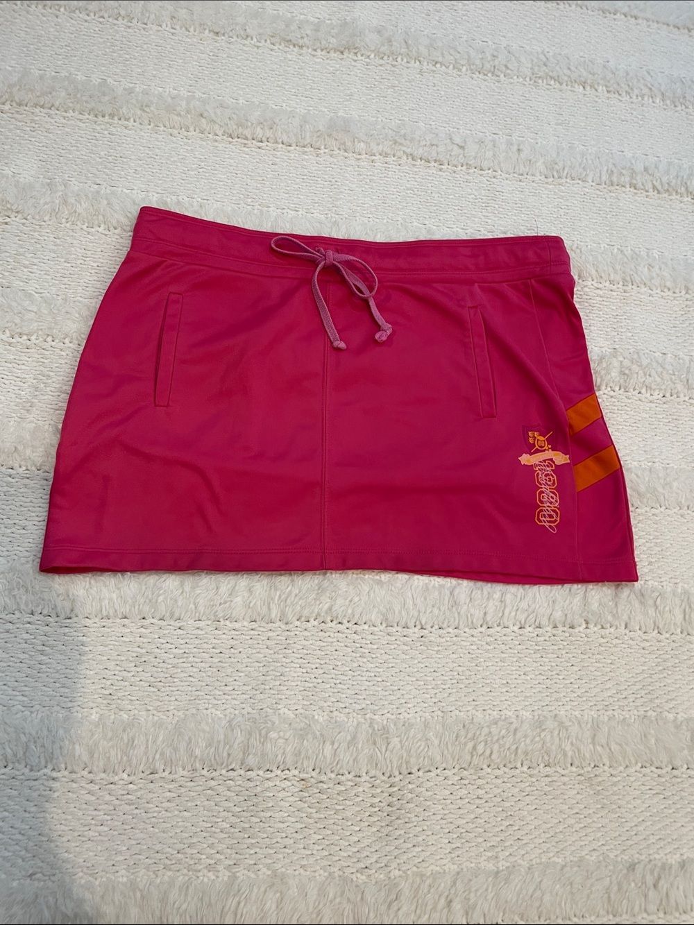 Vintage Y2K Hot Pink Drawstring Athletic swim tennis Skirt Orange women’s size L
